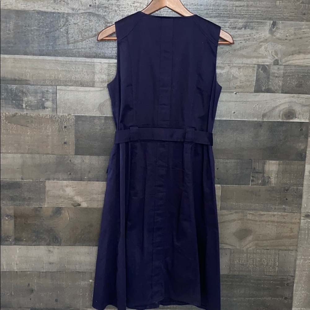 Classy Navy Blue Calvin Klein Sleeveless Button Down Dress - Picture 4 of 9